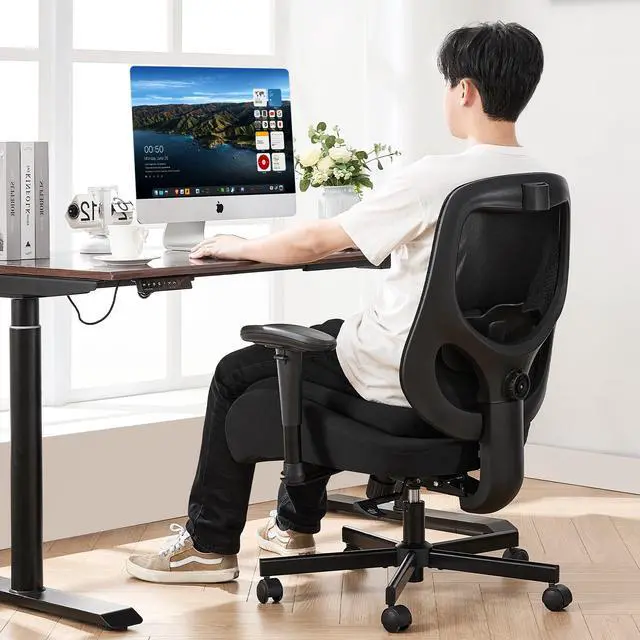 Alt view image 2 of 6 - Big and Tall Office Chair with Wide Thick Seat Cushion for Heavy People,700lbs Ergonomic Mesh Desk Chair with Adjustable Lumbar Support and Armrests for Adults Sitting All Day