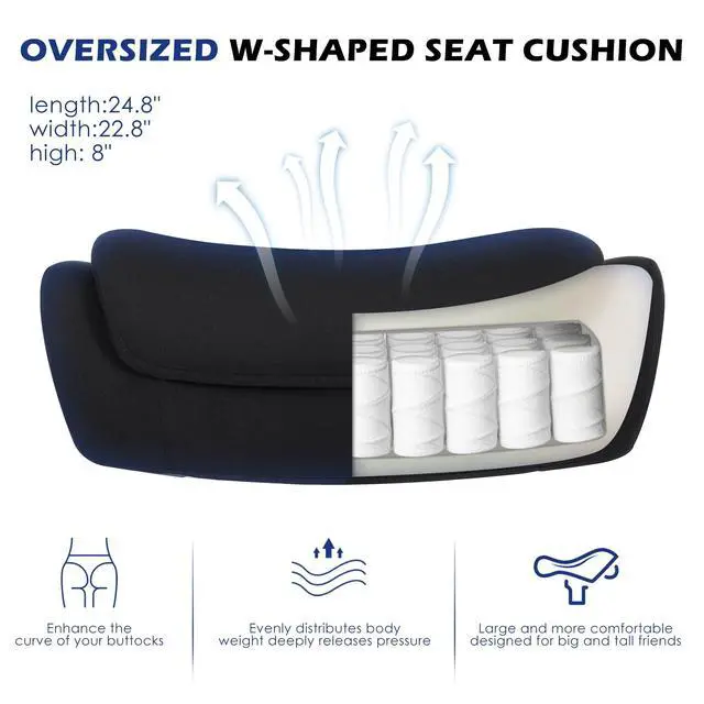 Alt view image 5 of 6 - Big and Tall Office Chair with Wide Thick Seat Cushion for Heavy People,700lbs Ergonomic Mesh Desk Chair with Adjustable Lumbar Support and Headrest, Armrests for Adults Sitting All Day