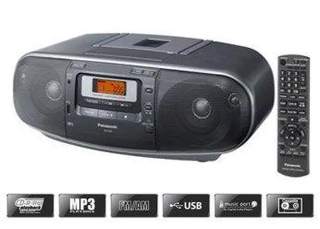 Alt view image 3 of 3 - RX-D55GC-K Boombox - High Power Portable Stereo AM/FM Radio, MP3 CD, Tape Recorder with USB & Music Port Sound with 2-Way 4-Speaker (Black)