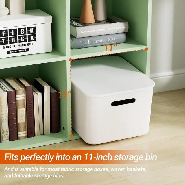 Alt view image 4 of 6 - Wooden 6 Cube Storage Organizer with Closed Back Panel, Modern Open Cube Storage Shelf Bookshelf with Compartments, Cube Shelf Organizer for Living Room, Bedroom, Study Room, Green