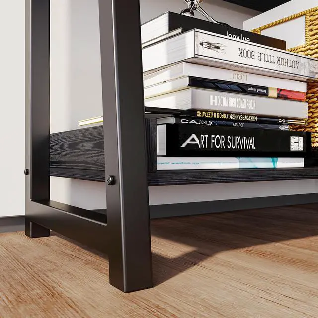 Alt view image 5 of 6 - Ladder Shelf, Ladder Bookshelf 5-Tier 74.8in Tall, Industrial Bookcase and Bookshelf, Display Shelf Metal Frame for Home Office, Bathroom, Living Room, Industrial Black