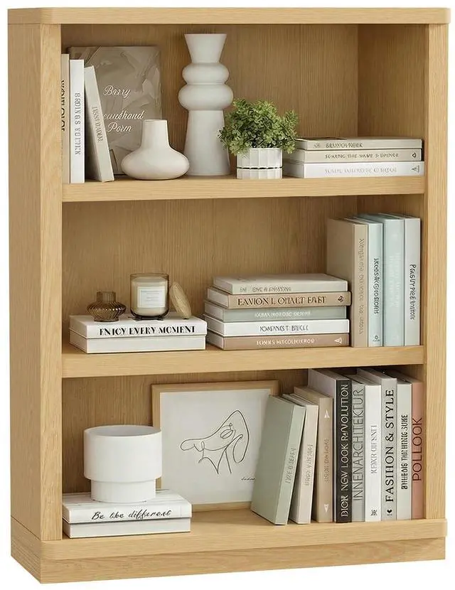 Main image of 3 -Tier Bookcase, 42" Tall Book Shelf, 31 Wide Bookshelves, Wooden Bookcase Display Storage for Home Office, Living Room and Study Room (Wood)