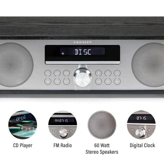 Alt view image 2 of 4 - CR3501A-BK Fleetwood Retro Alarm Clock FM Radio and CD Player with Stereo Bluetooth Speakers, Black