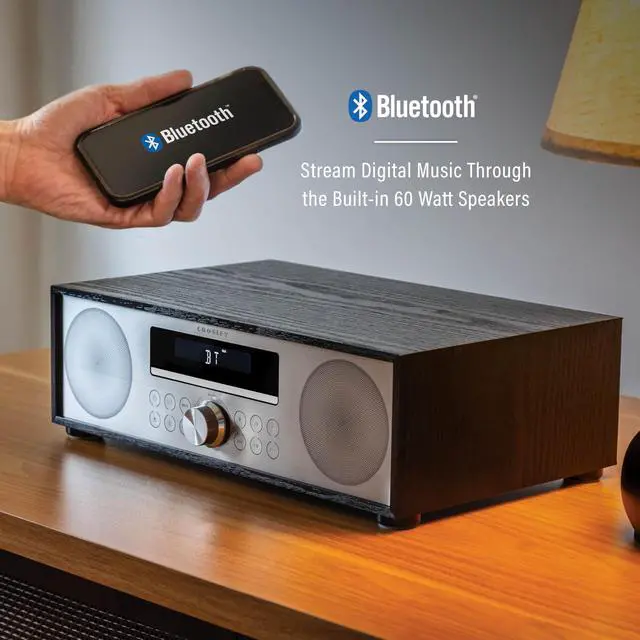 Alt view image 3 of 4 - CR3501A-BK Fleetwood Retro Alarm Clock FM Radio and CD Player with Stereo Bluetooth Speakers, Black