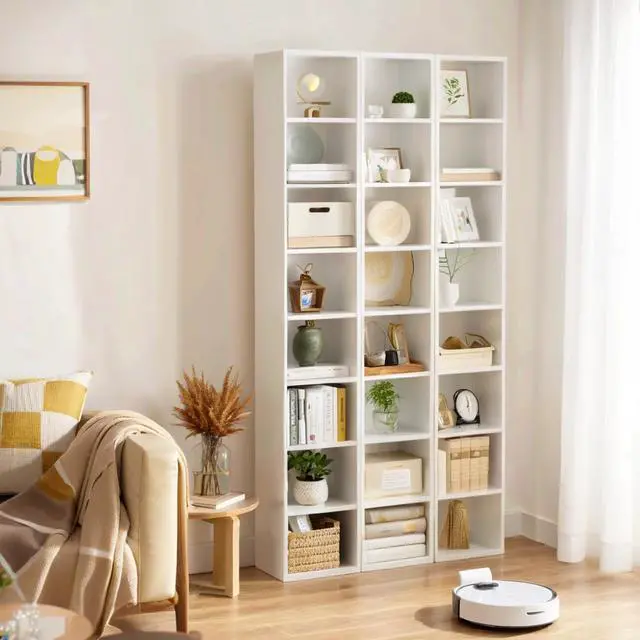 Alt view image 2 of 6 - 71.5" Tall Narrow Bookshelf, 8-Tier Cube Display Rack, Modern Corner Bookshelf with Storage Space, CD Storage Cabinet for Home Office
