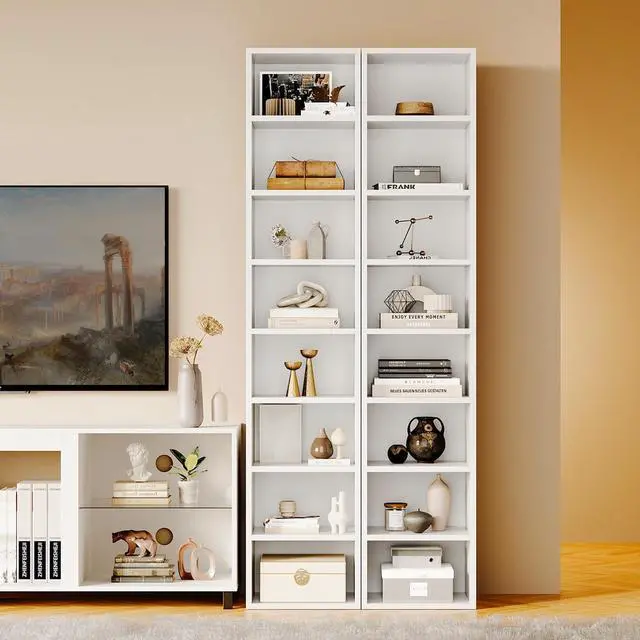 Alt view image 6 of 6 - 71.5" Tall Narrow Bookshelf, 8-Tier Cube Display Rack, Modern Corner Bookshelf with Storage Space, CD Storage Cabinet for Home Office