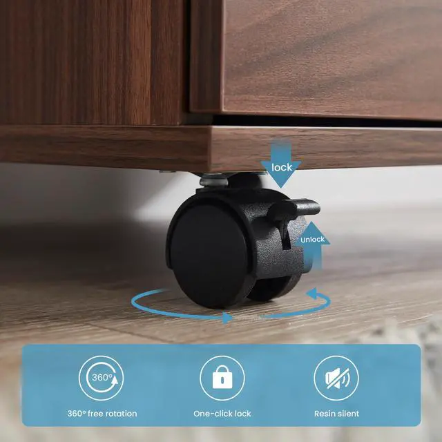 Alt view image 5 of 6 - 3-Drawer Under Desk Wooden File Storage Cabinet with Lockable Caster for Home Office,Brown,Required Assembly