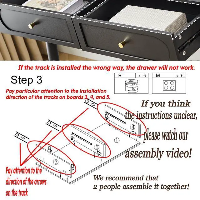 Alt view image 6 of 6 - 59" Black Home Office Desk, Multiple Storage Wood Writing Desk, MCM Elegant Fluted Table Desk with 2 Flip Hide Storage + 2 Drawer for Apartment (Black)