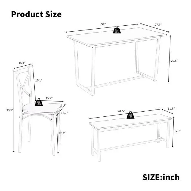Alt view image 2 of 6 - 4 Pieces Dining Set 4-Piece Kitchen Table Set Perfect, Easy Assembly Seater for Indoor Home, Dinner, Kitchen, Dark Walnut(1 Table+2Chair+1Stool