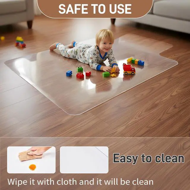 Alt view image 4 of 6 - Office Chair Mat for Hard Floor, 36"x48" Non-Slip Under Desk Chair Floor Protector, Heavy Duty Clear Plastic Chair Mats for Rolling Gaming and Work Chairs (Hard Floor with Lip 90*120*0.15cm)