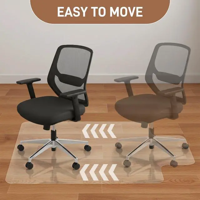 Alt view image 5 of 6 - Office Chair Mat for Hard Floor, 36"x48" Non-Slip Under Desk Chair Floor Protector, Heavy Duty Clear Plastic Chair Mats for Rolling Gaming and Work Chairs (Hard Floor with Lip 90*120*0.15cm)