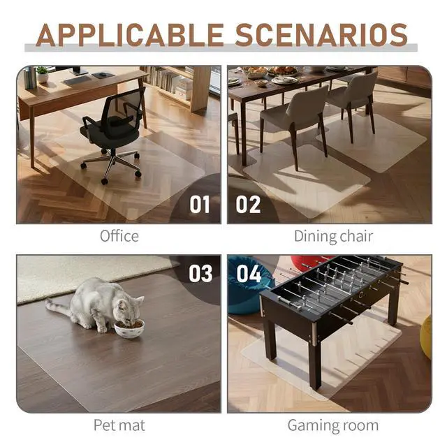 Alt view image 6 of 6 - Office Chair Mat for Hard Floor, 36"x48" Non-Slip Under Desk Chair Floor Protector, Heavy Duty Clear Plastic Chair Mats for Rolling Gaming and Work Chairs (Hard Floor with Lip 90*120*0.15cm)
