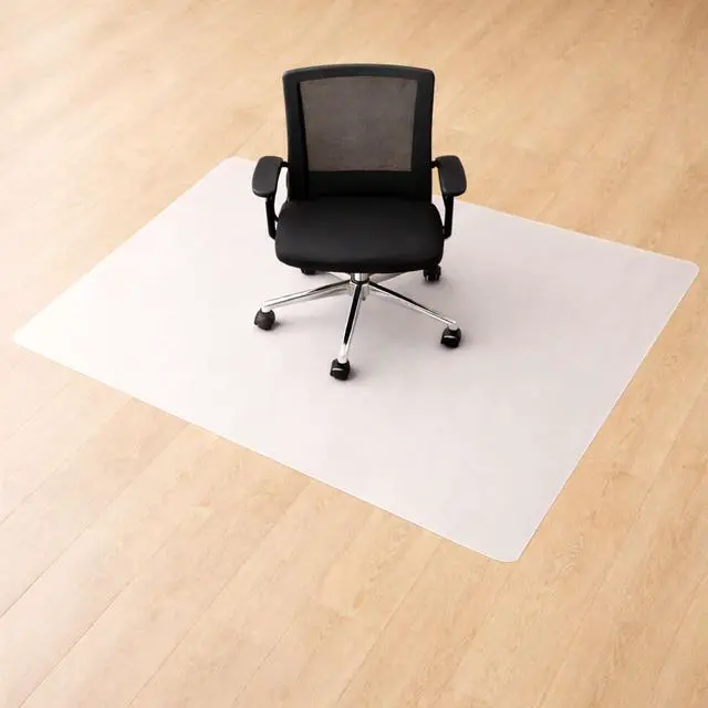 Alt view image 2 of 6 - Anti-Slip Chair Mat for Hard Floors, 29 x 46 Durable White Office Hardwood Floor Protector with Non-Slip Backing, Rectangular, Eco-Friendly Polypropylene, Shipped Flat