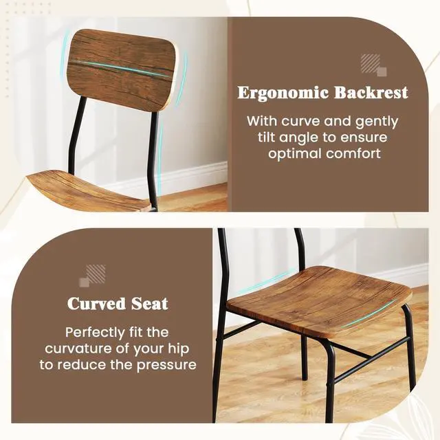 Alt view image 3 of 6 - 5-Piece Dining Table Set, Kitchen Table Chairs Set with Dinner Table, Storage Rack, Metal Frame, Space-Saving Dinette Set for Breakfast Nook, Small Places, Dining Room Table Set for 4