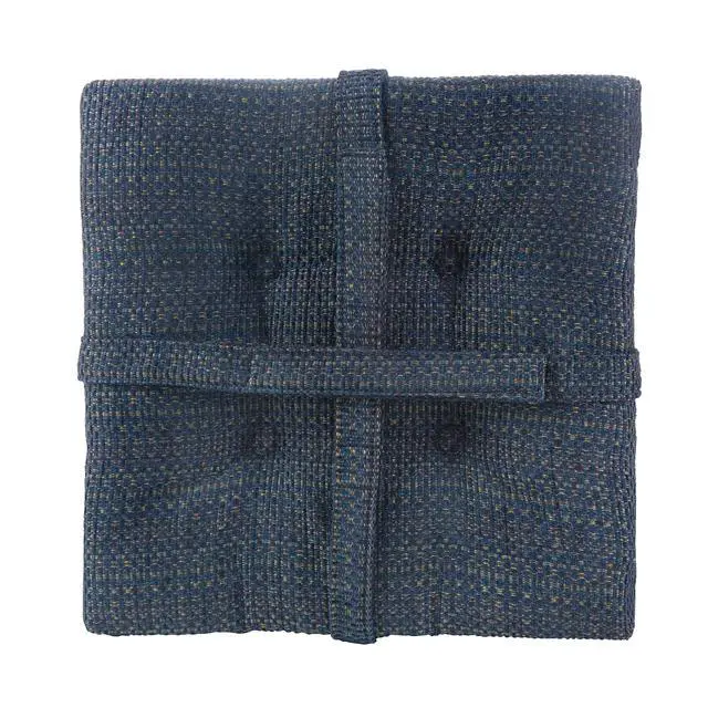 Alt view image 3 of 6 - Non-Slip Gripper Tufted Square Bar Stools Cushions with Tie Straps for Dining Rooms, Kitchen Bars, Cafes and Restaurants - Set of 4, 12x12, Navy