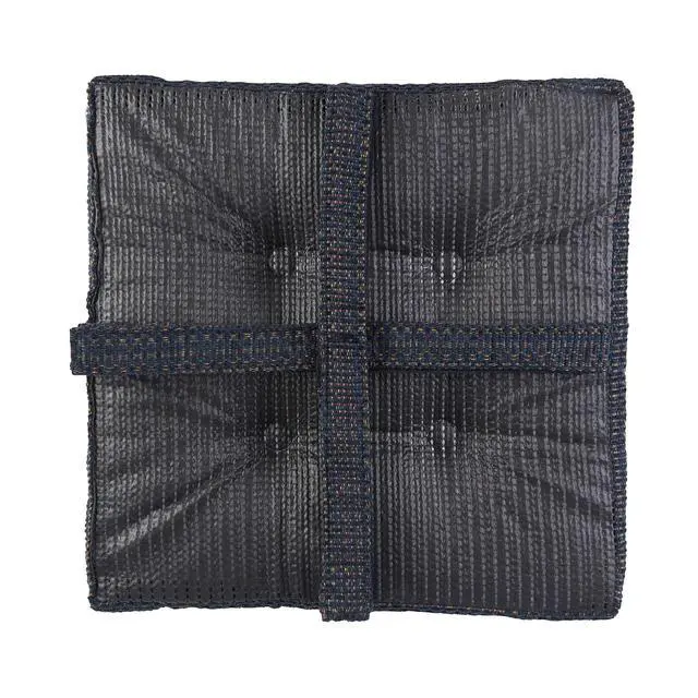 Alt view image 4 of 6 - Non-Slip Gripper Tufted Square Bar Stools Cushions with Tie Straps for Dining Rooms, Kitchen Bars, Cafes and Restaurants - Set of 4, 12x12, Navy