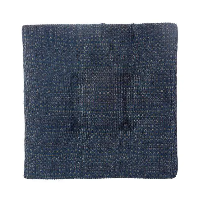 Alt view image 5 of 6 - Non-Slip Gripper Tufted Square Bar Stools Cushions with Tie Straps for Dining Rooms, Kitchen Bars, Cafes and Restaurants - Set of 4, 12x12, Navy