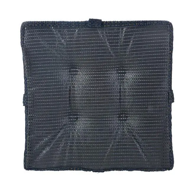 Alt view image 6 of 6 - Non-Slip Gripper Tufted Square Bar Stools Cushions with Tie Straps for Dining Rooms, Kitchen Bars, Cafes and Restaurants - Set of 4, 12x12, Navy