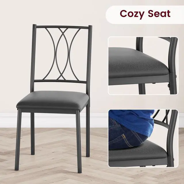 Alt view image 5 of 6 - Dining Table Set for 4, Kitchen Table and Chairs for 4, Rectangular Kitchen Table Set with Upholstered Chairs, Dining Room Table Set for Small Space, Apartment, Dinner, Retro Gray