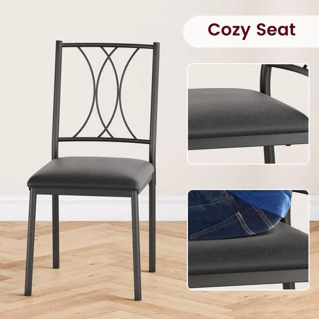 Alt view image 5 of 6 - Dining Table Set for 2, Kitchen Table and Chairs for 2, Square Kitchen Table Set with Upholstered Chairs, Dining Room Table Set for Small Space, Apartment, Dinner, Retro Brown