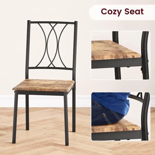 Alt view image 5 of 6 - Dining Table Set for 4, Kitchen Table and Chairs for 4, Rectangular Kitchen Table Set with Sturdy Chairs, Dining Room Table Set for Small Space, Apartment, Dinner, Retro Brown
