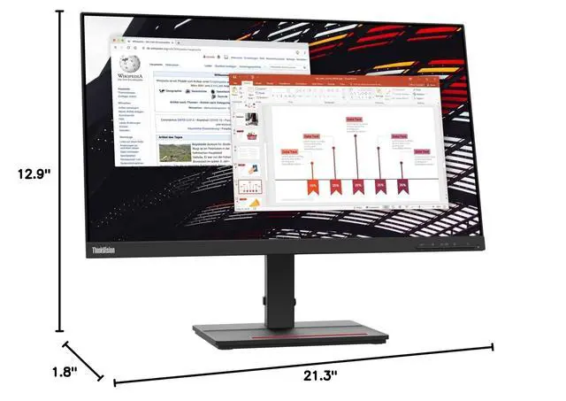 Alt view image 5 of 5 - ThinkVision S24e-20 23.8" Full HD WLED LCD Monitor - 16:9 - Raven Black