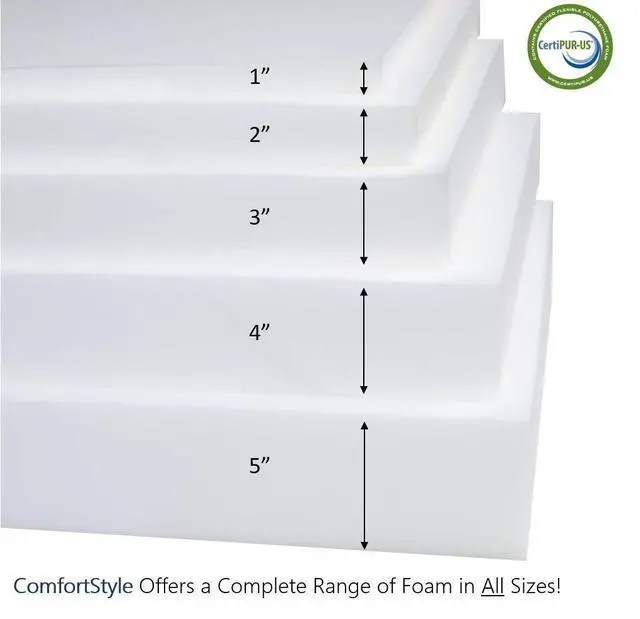 Alt view image 3 of 6 - Replacement Seat Cushion Upholstery Foam Pad for Sofa or Dining Chair, 3" x 24" x 82" CertiPUR-US Certified, Extra Long