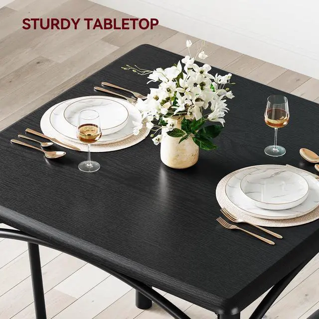 Alt view image 5 of 6 - 2-Person Dining Table Set (3 Pieces) - Square Kitchen Table with Upholstered Chairs | Ideal Small Space Dining Set for Apartments, Studios | Compact Kitchen Dining Set for 2 Adults/Kids