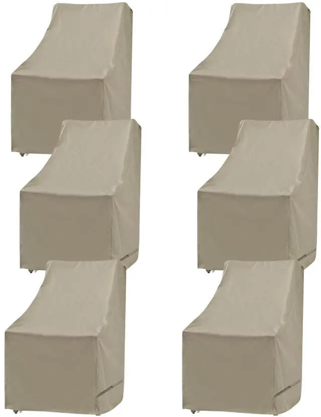 Main image of Premium Waterproof Patio Chair Furniture Cover with Adjustable Peel and Secure Fasteners | High Back Dining Chair | 27" W x 30" D x 42" H (Taupe) - 6 Pack