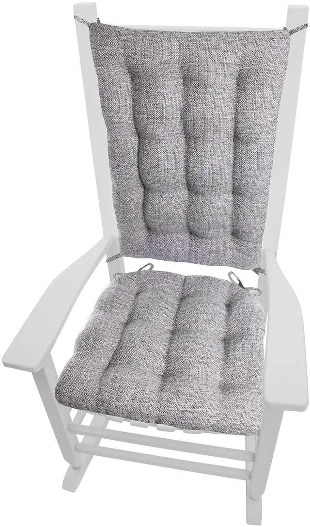 Main image of Brisbane Silver Grey Rocking Chair Cushions - Extra-Large - Latex Foam Filled Rocker Seat Pad 19 x 19 and Back Rest Cushion 23 x 18 - Reversible - Made in USA (XL-Pewter Gray)