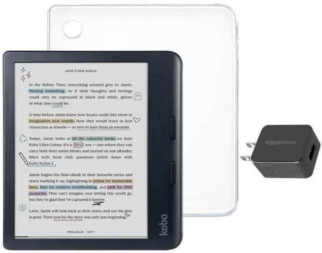 Main image of Libra Colour Black eReader with Case Bundle