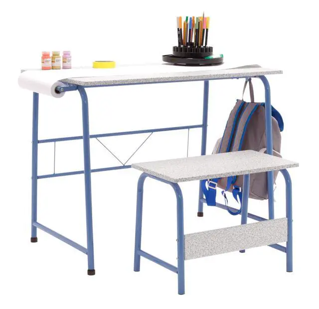 Alt view image 3 of 6 - Project Center, Kids Craft Table with Bench In Blue / Spatter Gray 55126