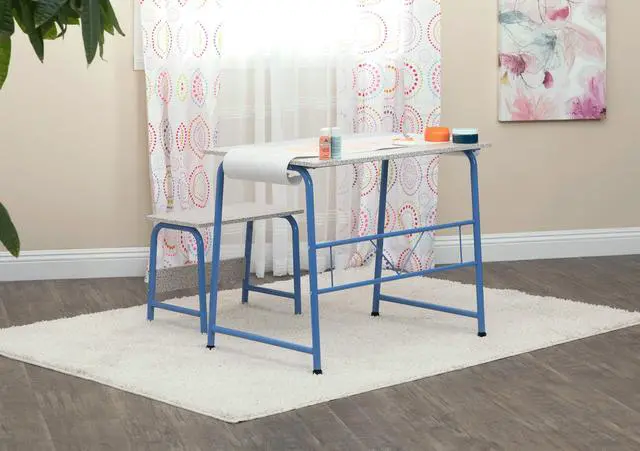 Alt view image 5 of 6 - Project Center, Kids Craft Table with Bench In Blue / Spatter Gray 55126