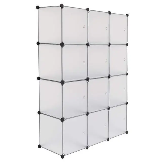 Alt view image 6 of 6 - Cube Storage Organizer with Doors, DIY Plastic Modular Bookshelf Closet Cabinet Space Saver for Home, Living Room, Office (12-Cube/White Panels White Door)