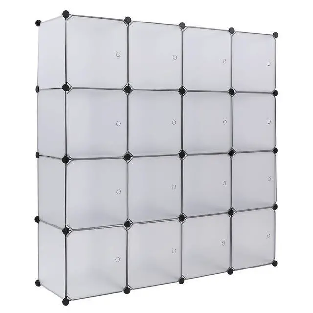 Alt view image 5 of 6 - Cube Storage Organizer with Doors, DIY Plastic Modular Bookshelf Closet Cabinet Space Saver for Home, Living Room, Office (16-Cube/White Panels White Door)