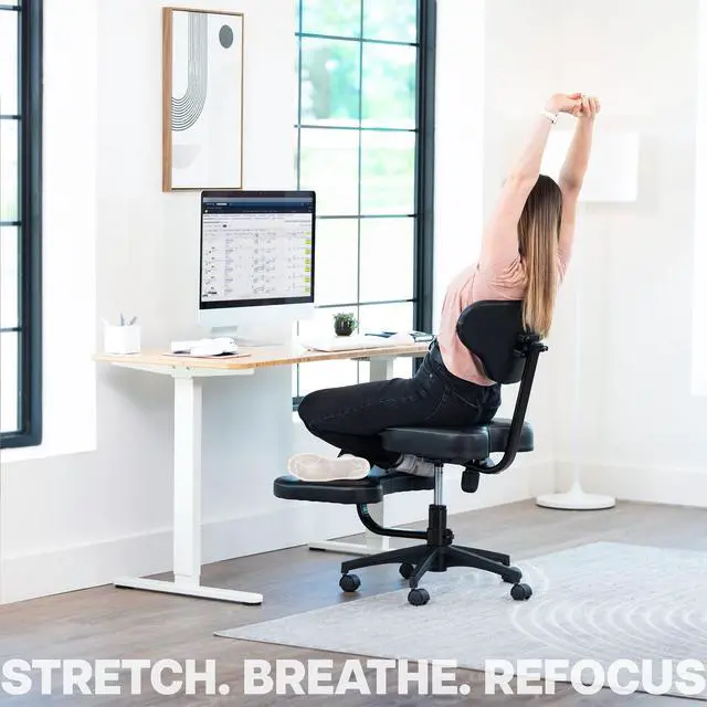 Alt view image 3 of 6 - Black Mobile Cross Legged Office Chair with Back Support, CHAIR-CL03B | For Yoga Meditation, ADHD, Height Adjustable, Full Swivel Seat, Holds 242 lbs