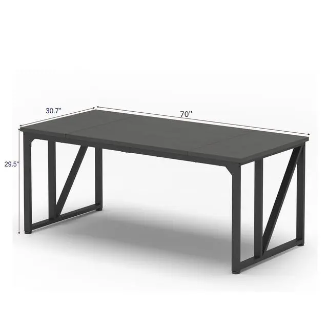 Alt view image 2 of 6 - Computer Desk 70×30.7 Inch Gaming Desk with Deeper & Thicker Desktop, Office Desk Work Desk for Home Office, Black