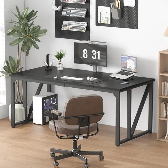 Alt view image 3 of 6 - Computer Desk 70×30.7 Inch Gaming Desk with Deeper & Thicker Desktop, Office Desk Work Desk for Home Office, Black