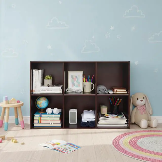 Alt view image 4 of 6 - 6 Cube Storage Organizer - Solid Wood Bookshelf - Cube Shelf - Vertical or Horizontal Bookcase - Open Book Shelf - Easy Assembly for Bedroom, Living Room, Office