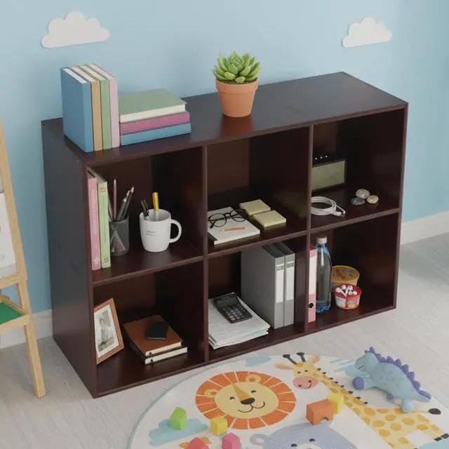 Alt view image 5 of 6 - 6 Cube Storage Organizer - Solid Wood Bookshelf - Cube Shelf - Vertical or Horizontal Bookcase - Open Book Shelf - Easy Assembly for Bedroom, Living Room, Office
