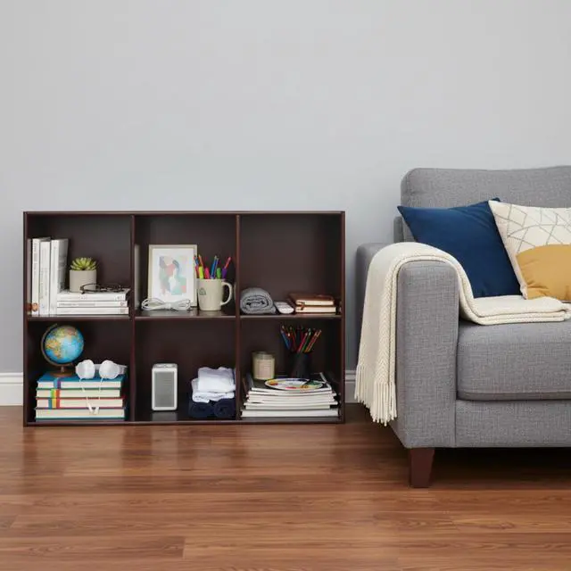 Alt view image 6 of 6 - 6 Cube Storage Organizer - Solid Wood Bookshelf - Cube Shelf - Vertical or Horizontal Bookcase - Open Book Shelf - Easy Assembly for Bedroom, Living Room, Office