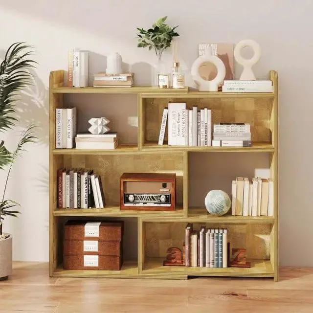 Main image of 3-Tier Ladder Open Storage Bookcase, End-Grain Natural Wood Expandable Bookshelf, Light Oak Finish Open Storage Organizer for Home Office, Living Room and Bedroom