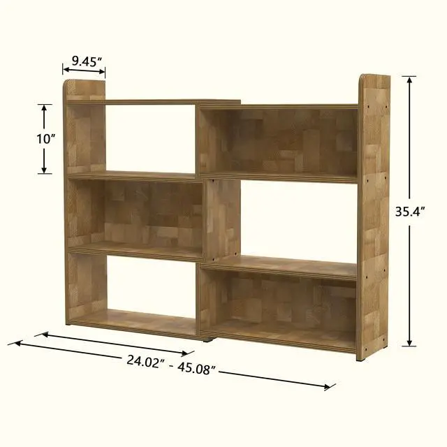 Alt view image 2 of 6 - 3-Tier Ladder Open Storage Bookcase, End-Grain Natural Wood Expandable Bookshelf, Light Oak Finish Open Storage Organizer for Home Office, Living Room and Bedroom