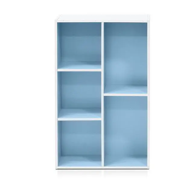 Alt view image 3 of 6 - 5-Cube Reversible Open Shelf, White/Light Blue, Multifunctional Shelf Storage Organizer for Home Decor