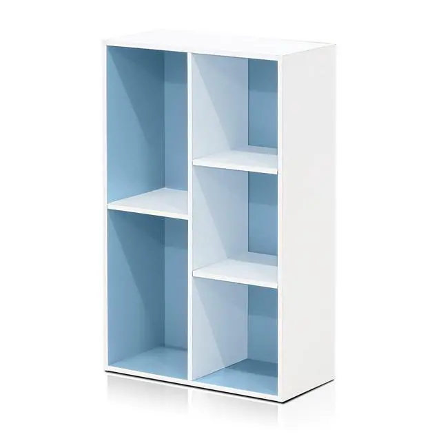 Alt view image 4 of 6 - 5-Cube Reversible Open Shelf, White/Light Blue, Multifunctional Shelf Storage Organizer for Home Decor