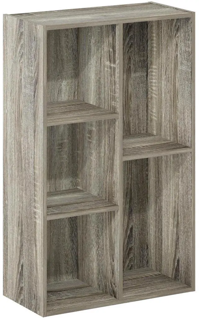 Main image of 5-Cube Reversible Open Shelf, French Oak Grey, Multifunctional Shelf Storage Organizer for Home Decor
