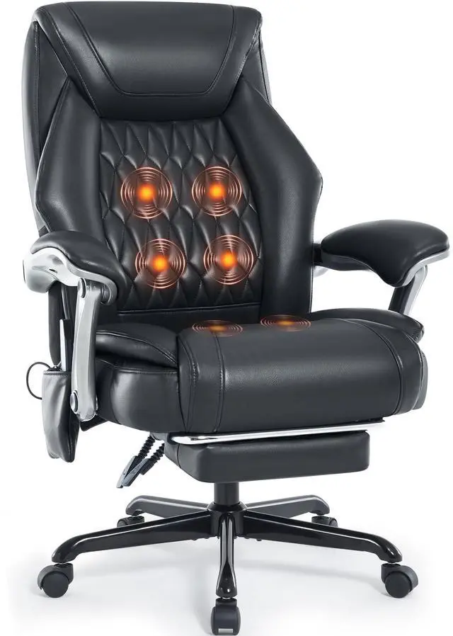 Main image of Reclining Office Chair with Massage & Heat & Footrest, 6-Point Vibrations, Ergonomic Executive Computer Desk Chair with Padded Seat for Comfort & Stress Relief & Relaxation