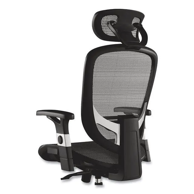 Alt view image 4 of 6 - Minerva Ergonomic Swivel Computer Desk Chair, Mesh Office Task Chair, Adjustable Seat, Arms, Headrest, Supports Up to 275 lb, Black