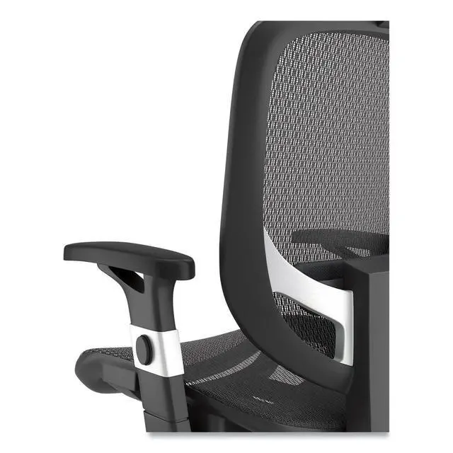 Alt view image 5 of 6 - Minerva Ergonomic Swivel Computer Desk Chair, Mesh Office Task Chair, Adjustable Seat, Arms, Headrest, Supports Up to 275 lb, Black