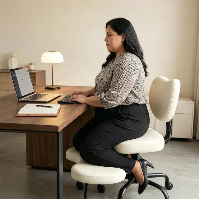 Main image of Extra-Wide&Tall Ergonomic Criss Cross Chair, Oversized Cross-Legged Office Chair with Lumbar Support & 6.7" Retractable Footrest, ANSI/BIFMA Certified ADHD Meditation Chair for Home Office (Off White)